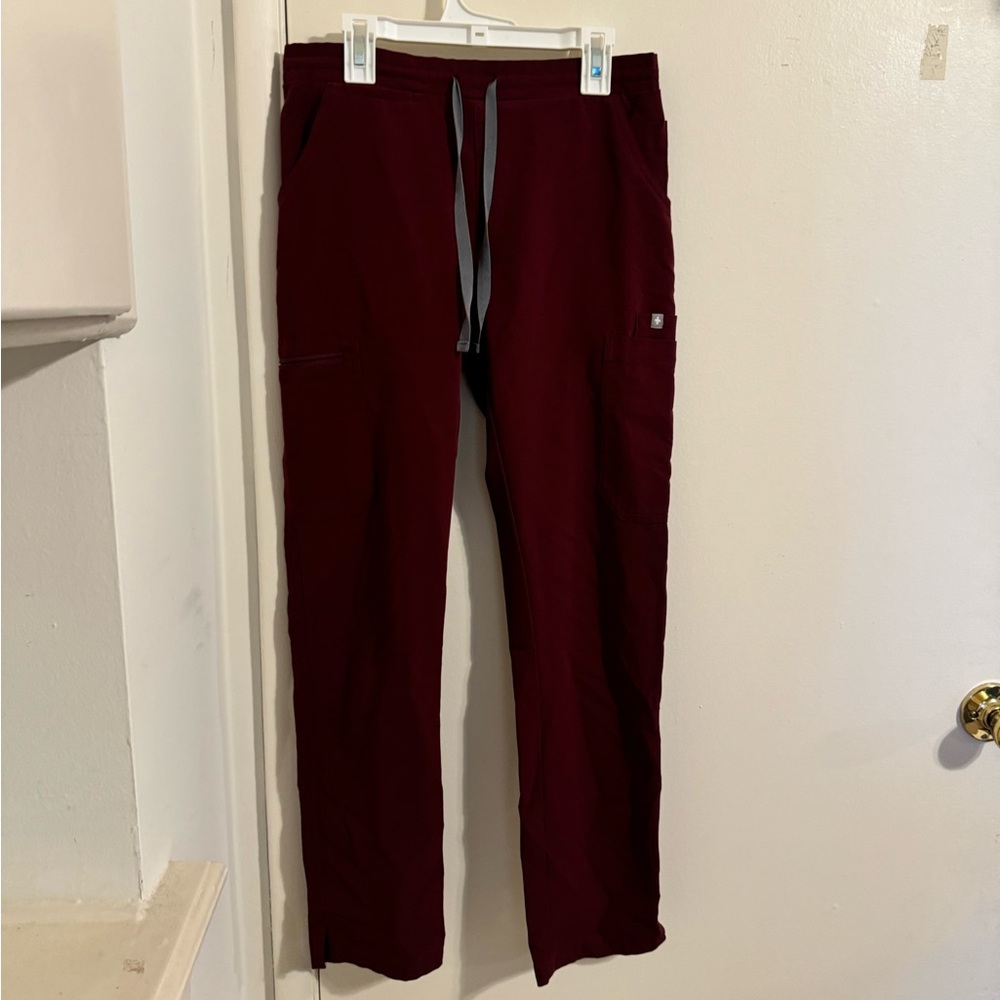 Figs Burgundy Yola Skinny Scrub pant